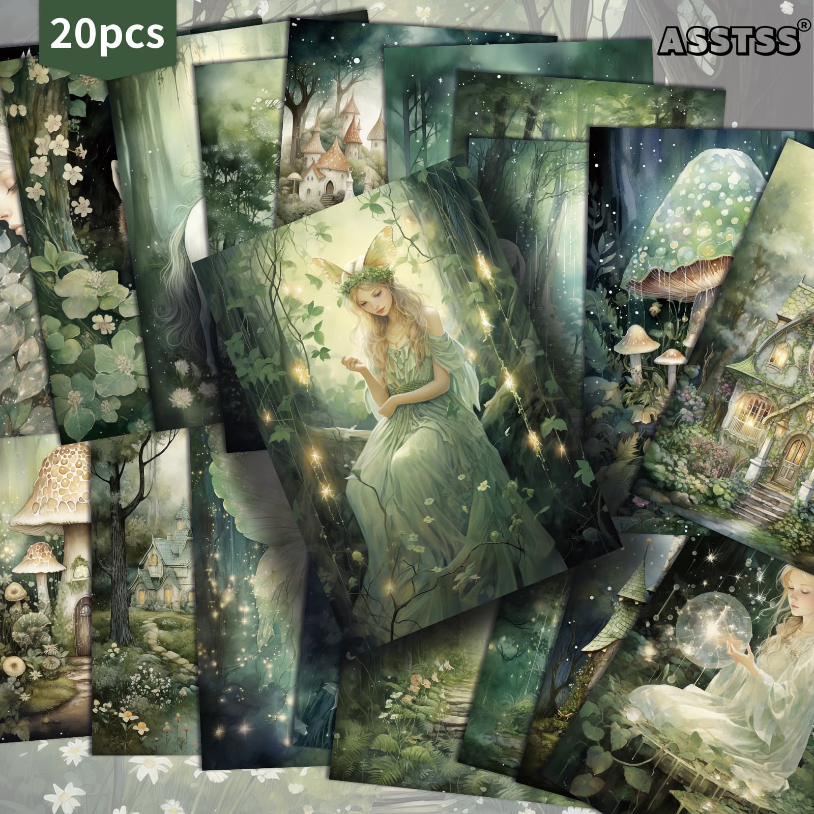 TEMU Set Of 20 Assorted Retro-themed Gift Cards Featuring A Fairy Castle In A , Measuring 4x6 Inches. Classic Pinup Illustrations Are Perfect For Scrapbooking And Crafting Projects