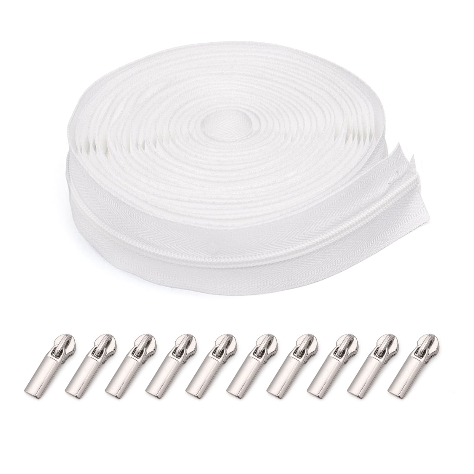 TEMU 1 Set, 3# Nylon Zipper (450cm/177inch/) With 10 Zipper Heads, Suitable For Home Sewing Replacement Zippers