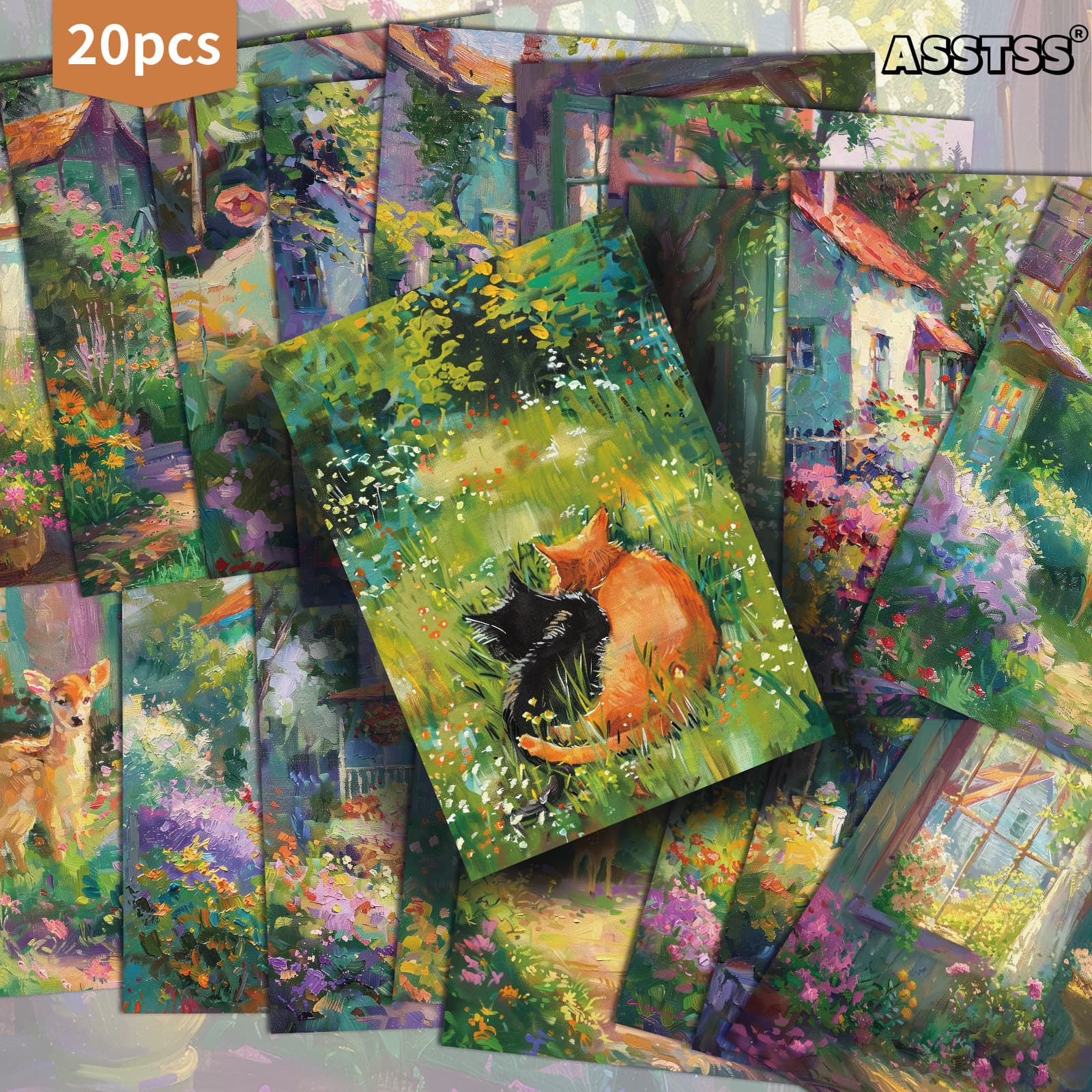 TEMU Set Of 20 Assorted Retro Spring Oil Painting Gift Cards Measuring 4x6 Inches, Featuring Classic Pinup Illustrations. Collectible Decorative Cards Are Perfect For Scrapbooking And Crafting