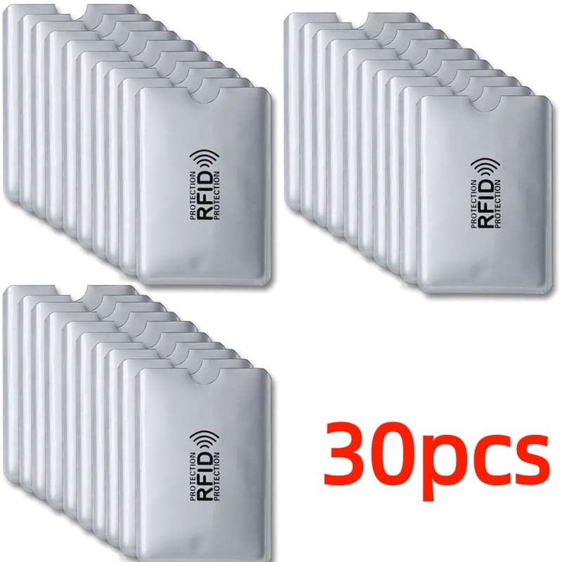 TEMU 30pcs Rfid Blocking Card Sleeves - Foil Shielded Anti-theft, Portable Durable & High Quality, Unisex For Credit Cards/ Ids, Wallet Organizer & Id Holder, Ideal For Daily Use