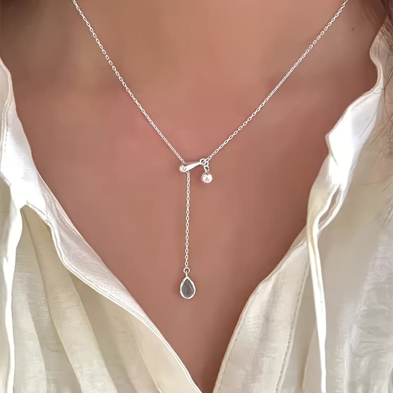 TEMU A Necklace Featuring A Pendant Made Of 925 Sterling Silvery, With Synthetic Zirconia. Elegant And , A Celestial Symbol And The Birthstone For April. Use And As A Gift