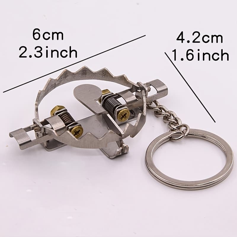TEMU 2026 New Double Spring Mouse Trap | Fun Stainless Steel Hunting Clip Keychain Pendant With Iron Chain