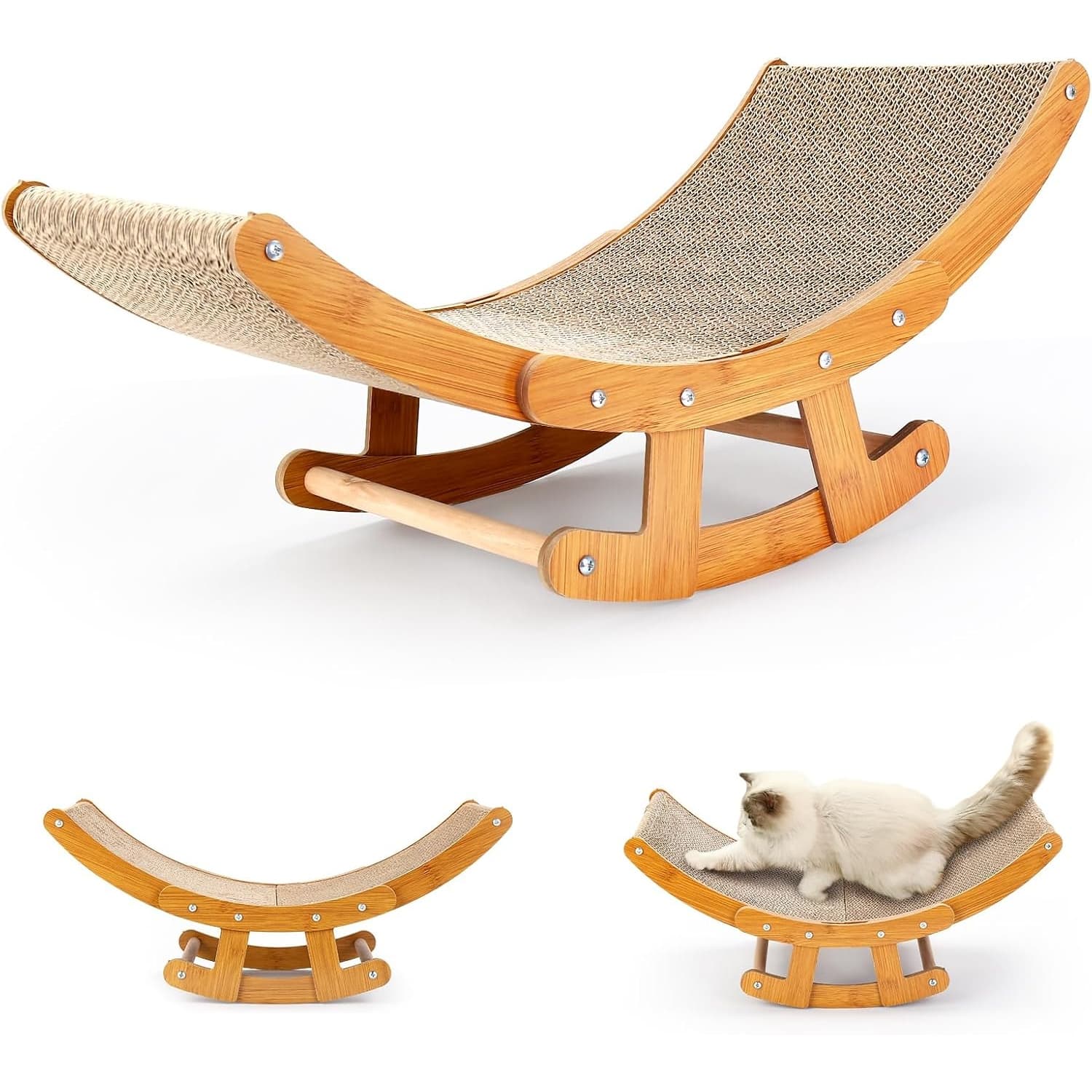 TEMU Cat Scratcher For Indoor Cats, 2-in-1 Rocking Chair Cardboard Cat House, Cat Scratching Pad Lounge Bed For Medium Large Cat