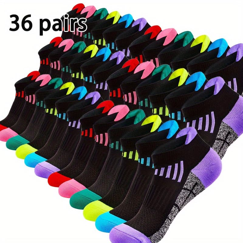 TEMU 18/30/36/72 Pairs Of Low Cut Compression Sports Socks With Cushioning And , Suitable For Running, Cycling, And Hiking, For Teenager