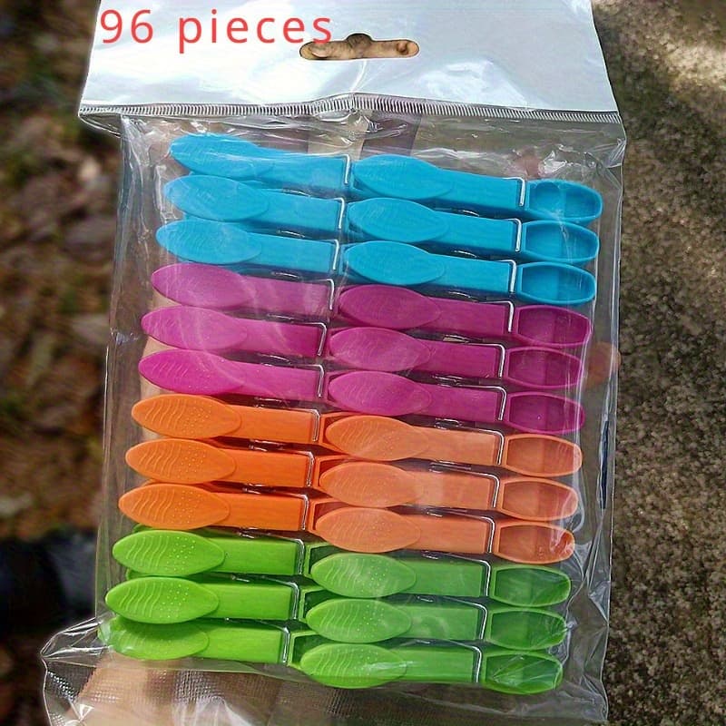 TEMU 96pcs Of Heavy Duty Plastic Clothespins In Colors, Durable Spring Clips For Air-drying Clothes, Clip Set For Laundry And Photo Hanging, Clothes Pins