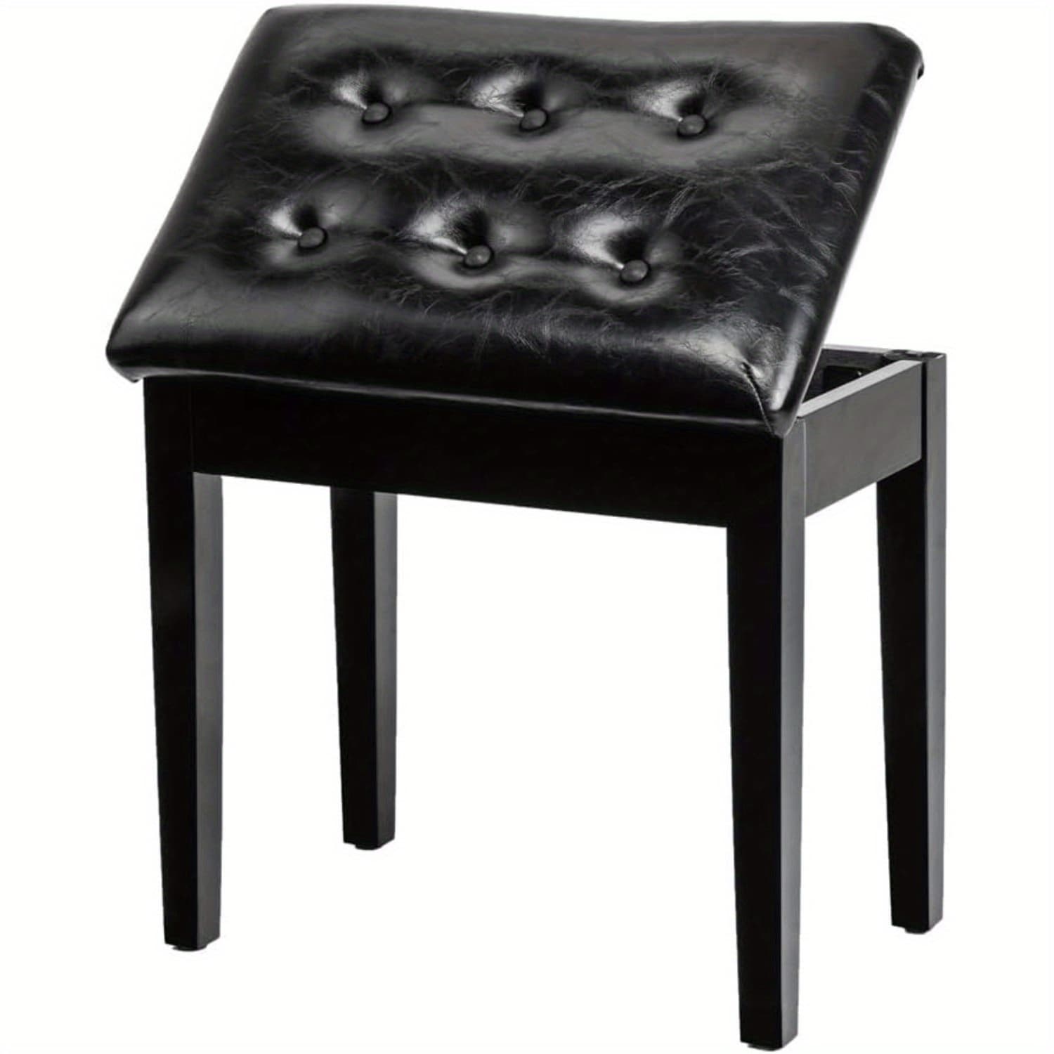 TEMU Bonnlo Wooden Double/ Duet Piano Bench With Storage And Thick Cushion Faux Leather Padded Piano Stool Artist Duet Seat- Black/ Brown Piano Chair