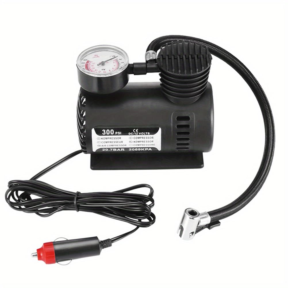TEMU 300psi 12v Mini Compressor Auto Car Electric Tire Inflator Pump Mini Compressor