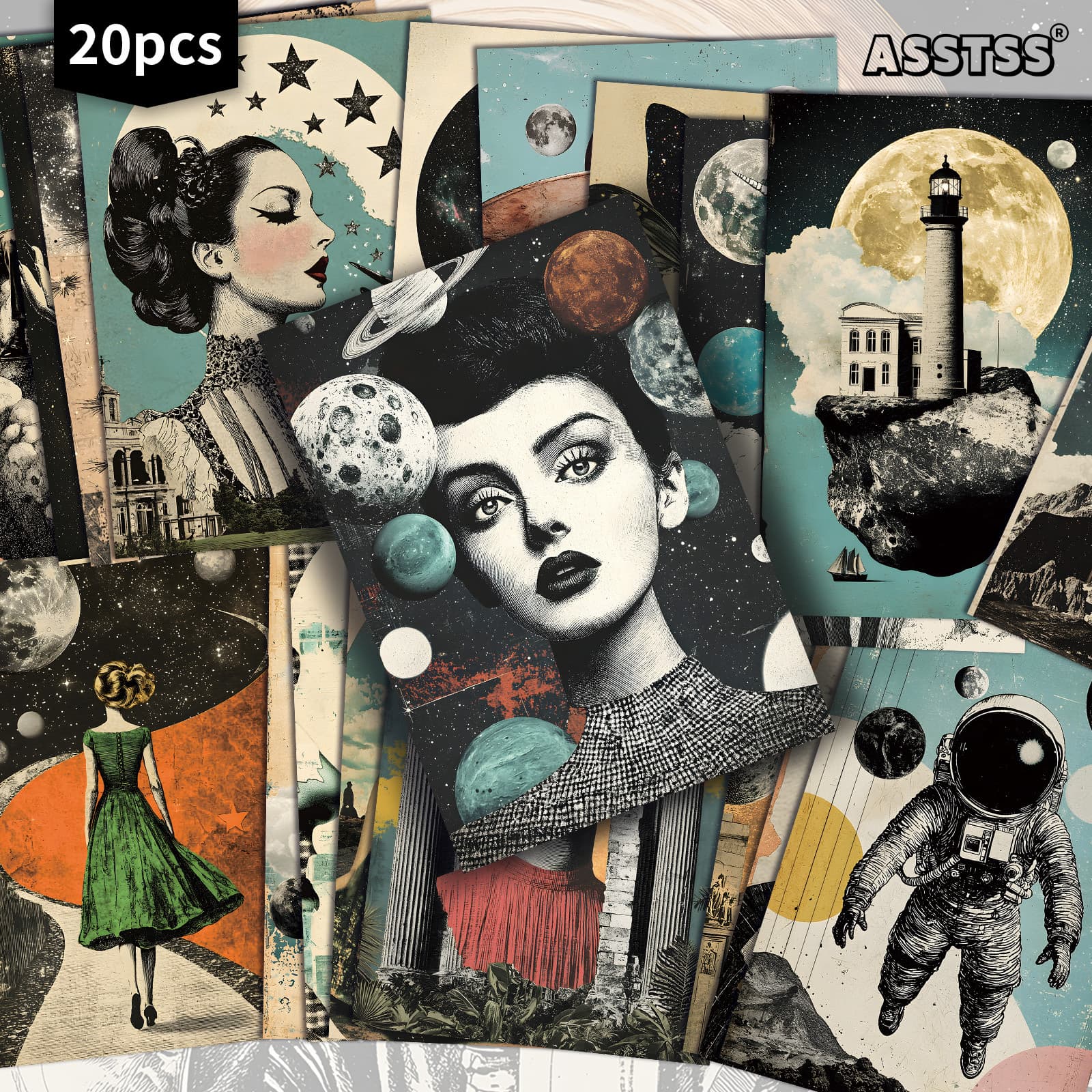 TEMU 20-pack Asstss Retro Pinup Cards - 4x6" Vintage Female Figures, Junk Journal Papers, Collectible Scrapbooking & Crafting Cards Suitable For Crafting, Scrapbooking, Collectors