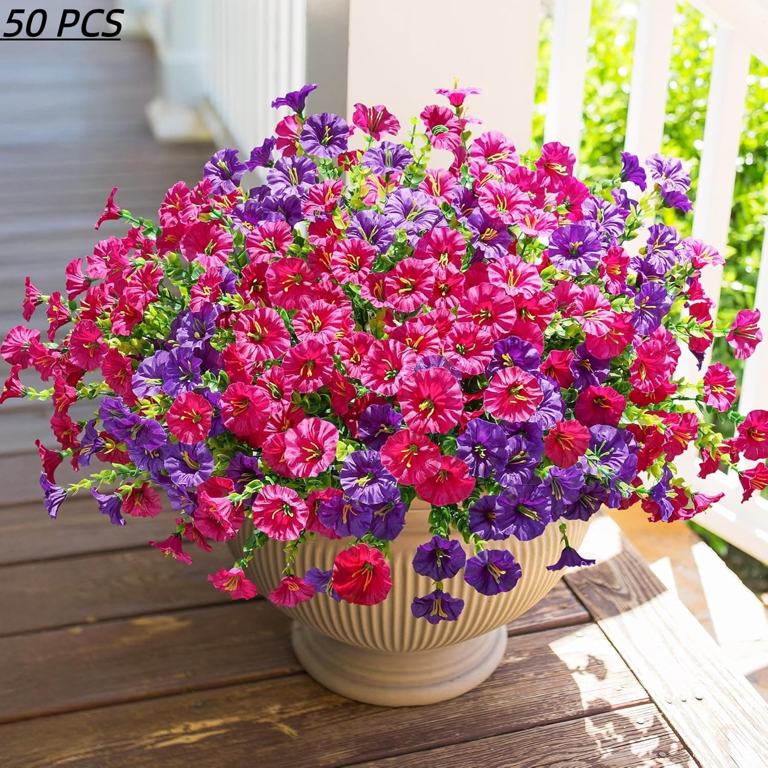 TEMU 16 Silk-colored Wisteria Flowers With Eucalyptus| Uv-resistant Realistic Artificial Flowers, Suitable For Flower Pots, Porch, Courtyard, And Garden, Home Decoration For All