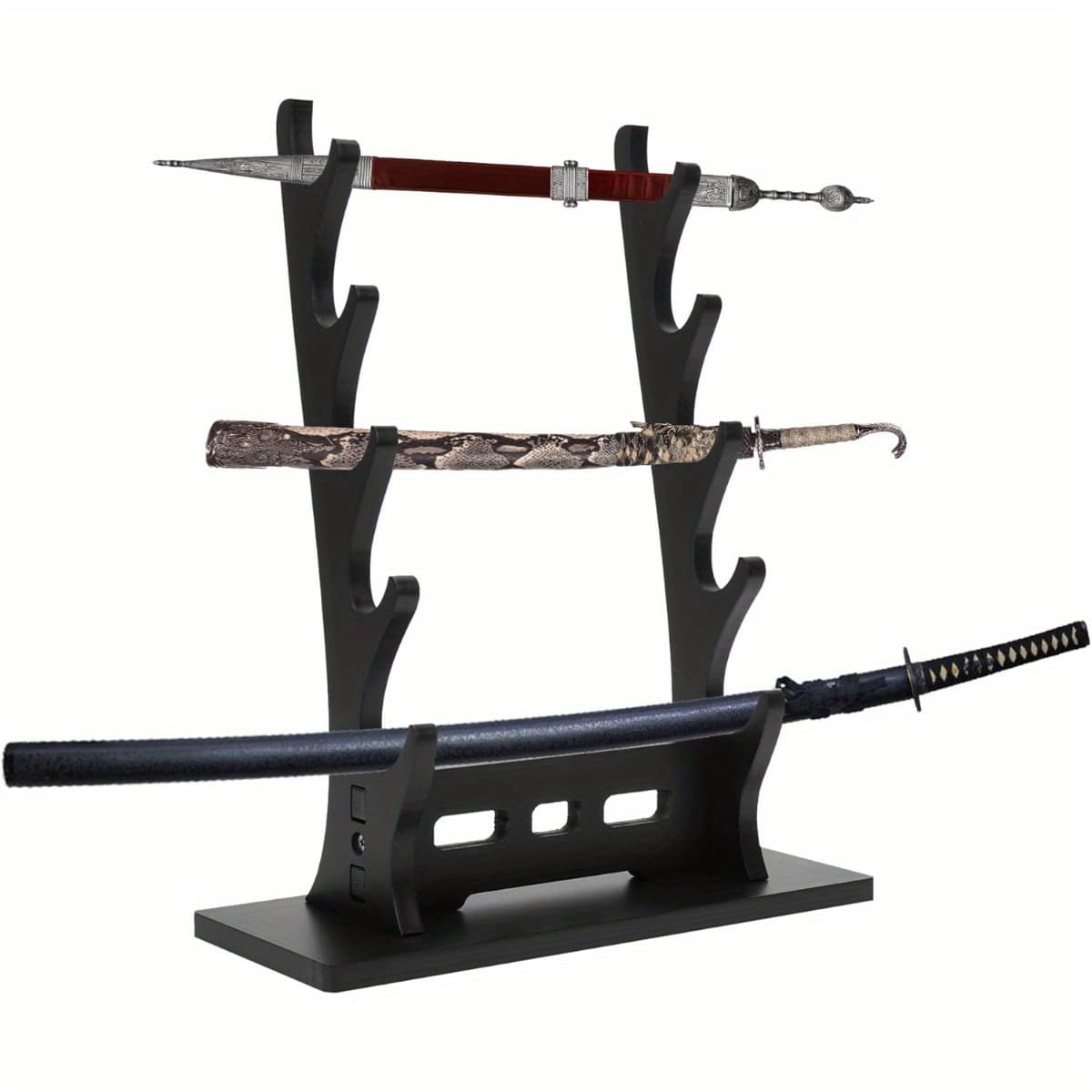 TEMU Sword Stand Display, Black Stand Table, Holder Stand Desktop, Wood Sword Rack For Sword Hanging, 5/6 Layers