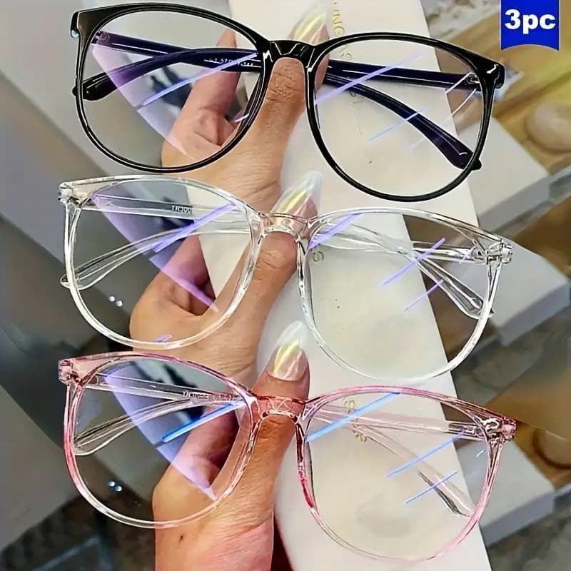 TEMU 2/3 Fashion Glasses With Clear Lenses, Unisex Glasses, In Black, Pink, And Transparent Frames, Designed For Eye Protection And Fashion. Carnival/carnival/masquerade