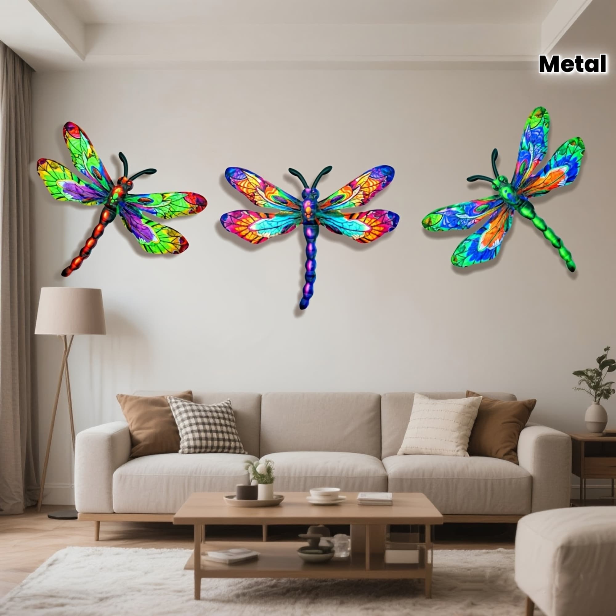 TEMU 【2d Flat】 [2d Flat] A Trio Of Metallic Dragonfly Wall Art, Perfect For Adorning Gardens, Patios, , And —an Present For And A Great Option For Home Decor