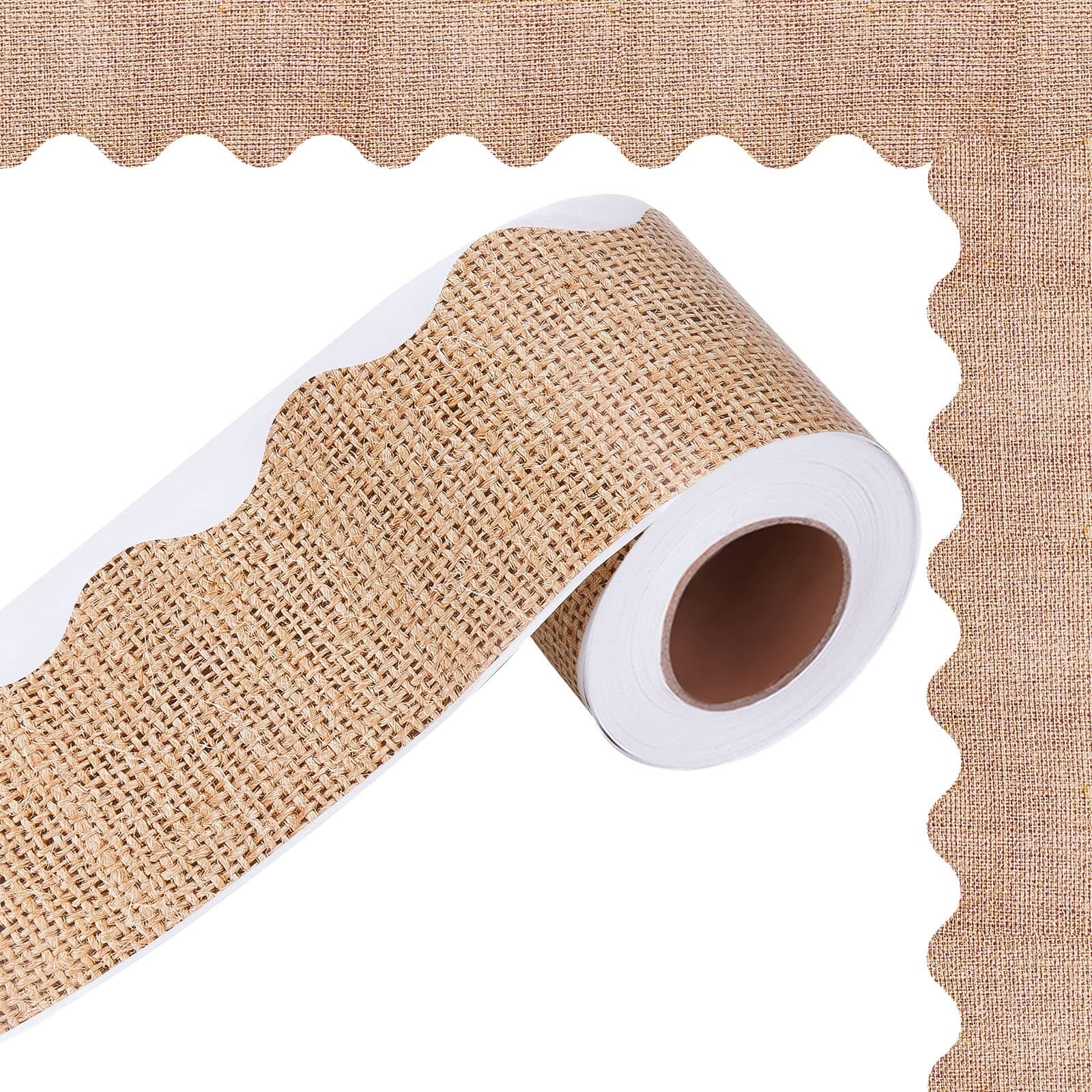 TEMU 32.8 Feet Burlap Bulletin Board Border Self Adhesive Scalloped Border Trim Stickers For Bulletin Boards, Desks, Lockers, Home, School Or Classroom Decor