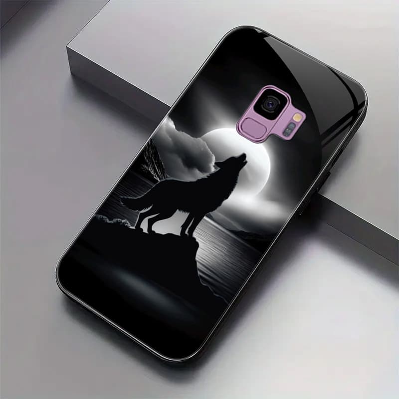 TEMU Phone Case - Wolf Design Glass Phone Case Compatible With For S9, Protective Cover