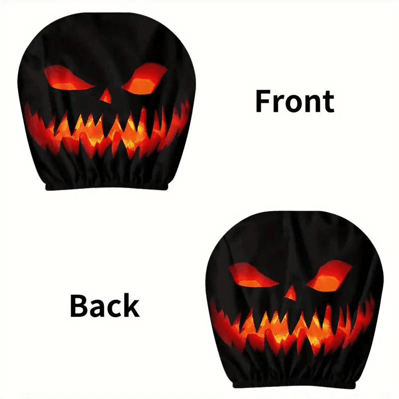 TEMU 2pcs Headrest Covers - Fit For Cars & Trucks, Durable Seat Cushion Protectors With Jack-o'-lantern Design, Halloween Car Decor Accessories, Halloween Car Accessories, Design, Feature