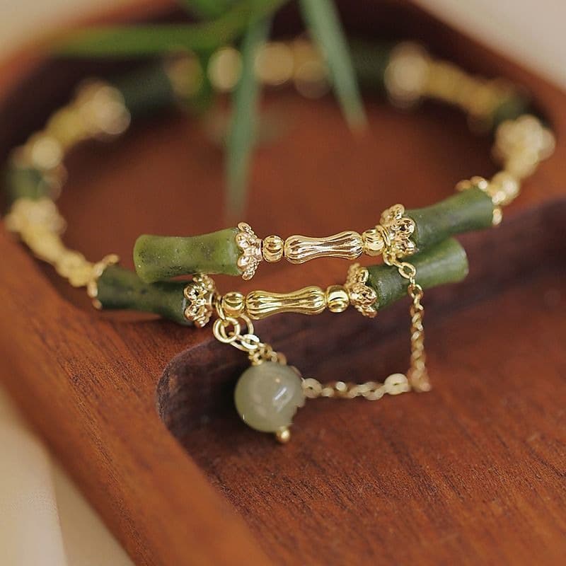 TEMU Bamboo Glass Pendant Bracelet For Women- With Firm Bamboo And Transparent Glass, Elegant And , Exudes Del , With And , Fashionable Accessory Suitable For All , Daily/