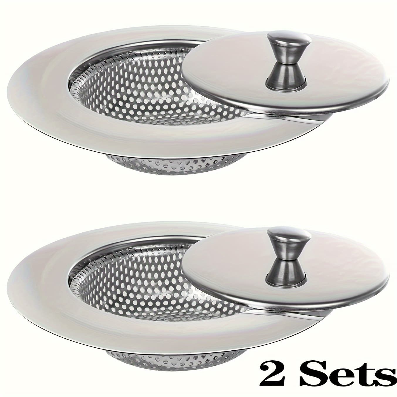 TEMU 2pcs Stainless Steel Kitchen Sink Filter (with Cover) - Durable Deodorant Drainage Filter For Vegetable Sinks And Floors, Easy To Design, Kitchen Sink Filter