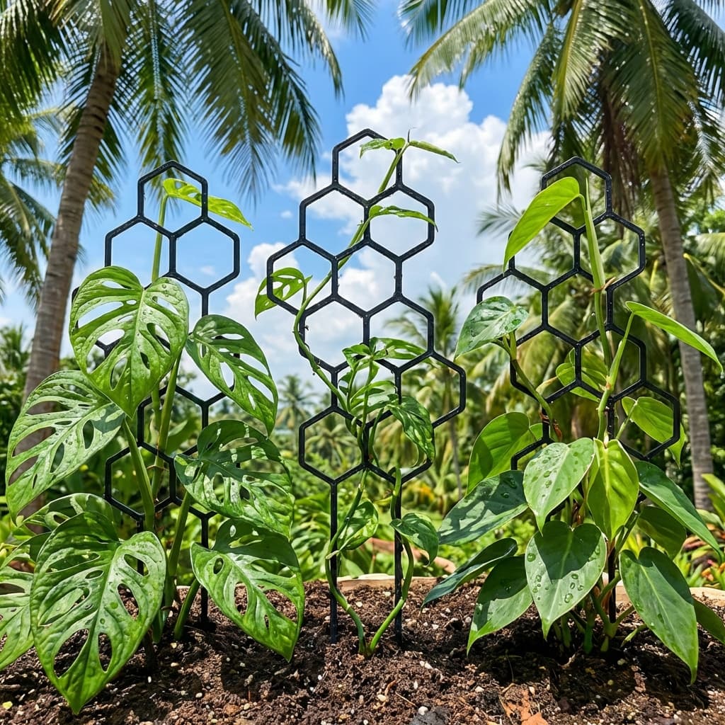 TEMU 2pcs Set 14.96x 5.91inch Honeycomb-shaped Plant Climbing Frame, Rust-resistant Plastic Stakes Suitable For Potted Vines And Flowers, Space-saving Indoor And Outdoor Garden Support Frame