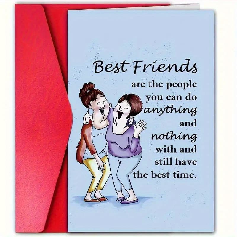 TEMU 4pcs (2 Envelopes+2 Cards) Humorous Best Friend Cards, Very Suitable For , Sisters On Birthdays And Friendship Days - Relaxed Emotional , Humorous Gift Cards | Casual Design | Happy , Funny Cards