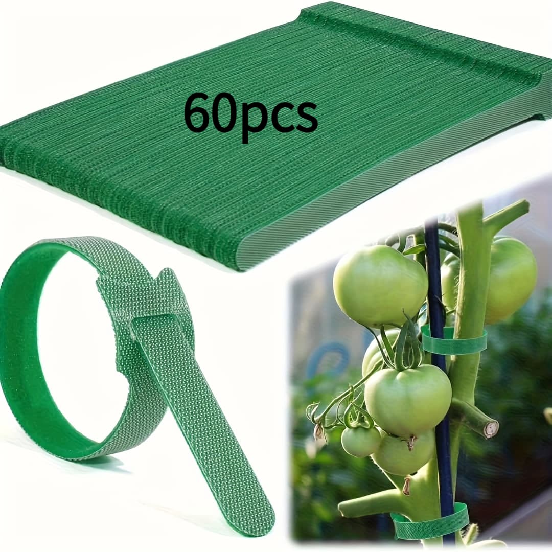 TEMU 60reusable Adjustable Non-slip Nylon Plant Ties, Green - Perfect For Climbing Plants, Support, And Garden Maintenance | Safe And Easy-to-use Gardening Tools