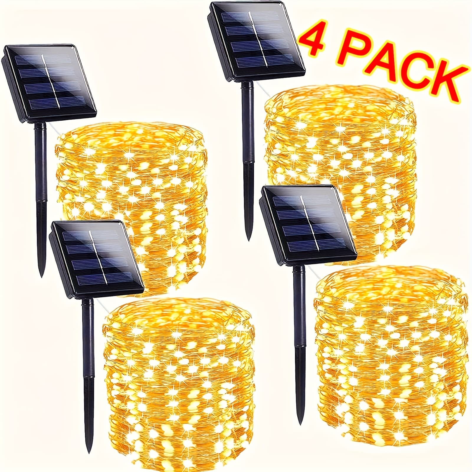TEMU 4 Pack Solar Fairy Lights 132ft 400 Led Outdoor Twinkle String Lights, 8 Silvery Wire String Lights For Garden Wedding Decoration