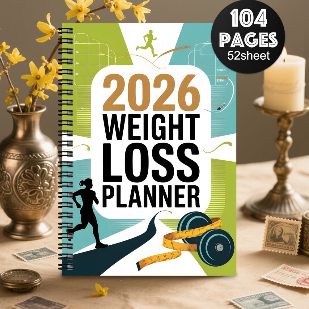 TEMU 1pc Weight Loss Planner & Journal - Spiral Bound With Meal Planner, Exercise Log, Weight Tracking Chart | Portable Cover Suitable For , Organizer For Gym, Diet Diary With Progress