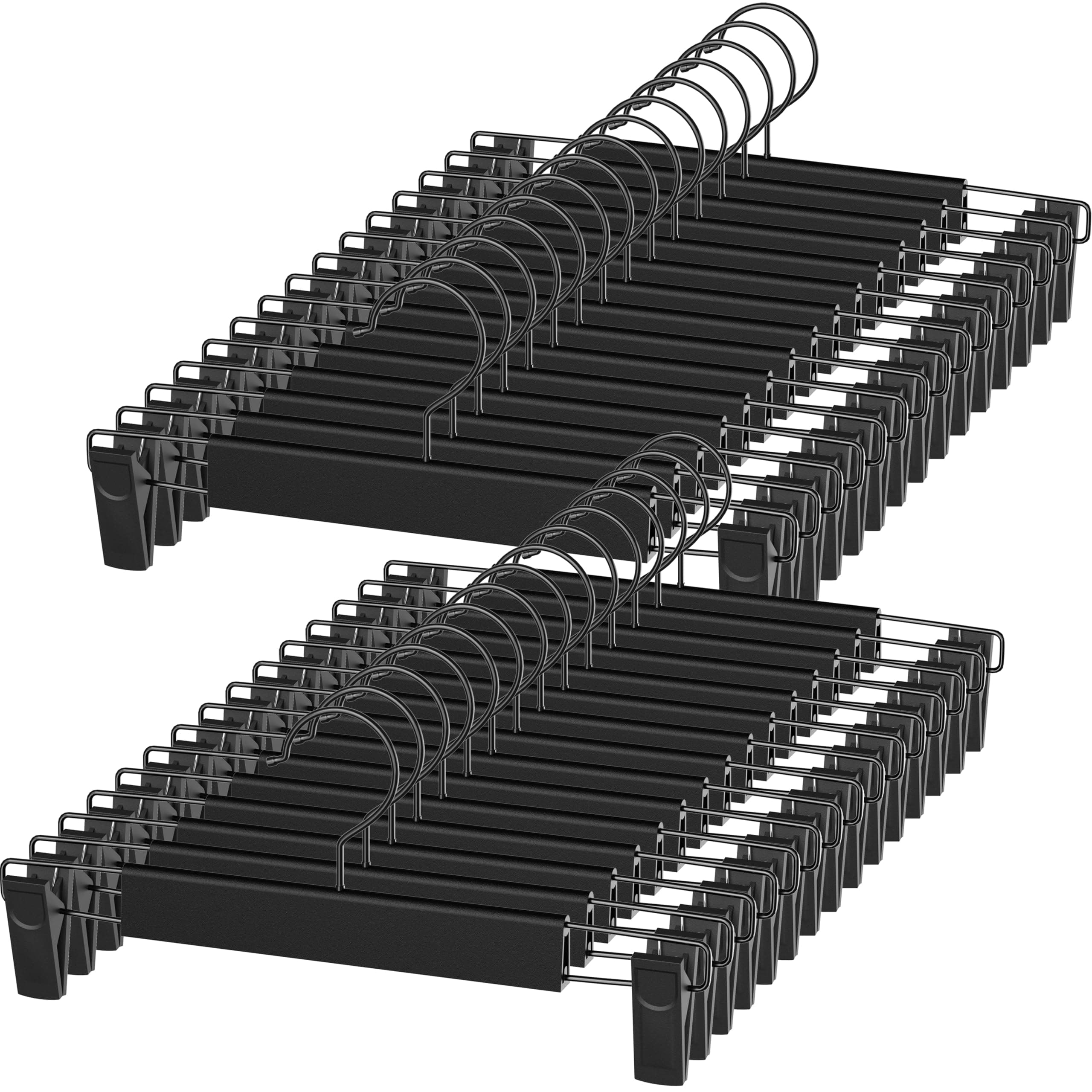 TEMU Pants And Skirt Hangers With Adjustable Clips, 20 Pack, Slim Non-slip Clip Hangers, 360 Degree Swivel Hook, Black