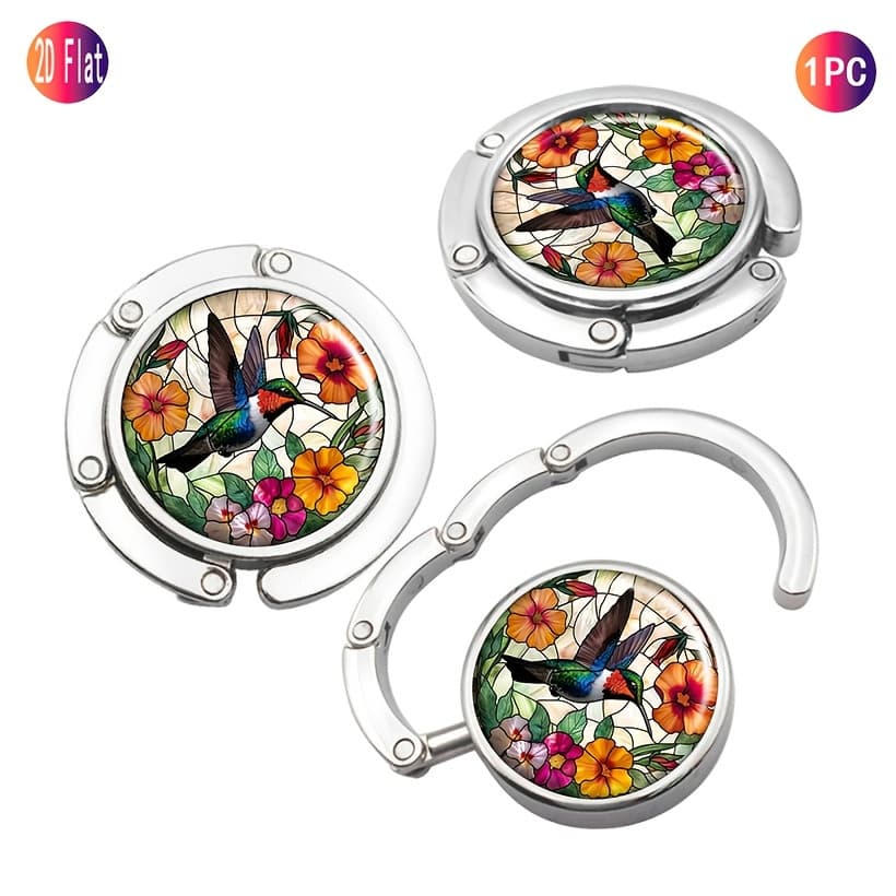 TEMU Purse Hanger For Table - Purse Hook For Table - Folding Handbag Hanger - Portable Table Bag Holder - Hummingbird Colorful Floral
