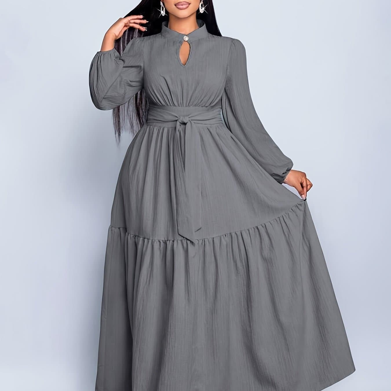 TEMU Plus Size, Fashion Collar Casual Long Shirt Dress