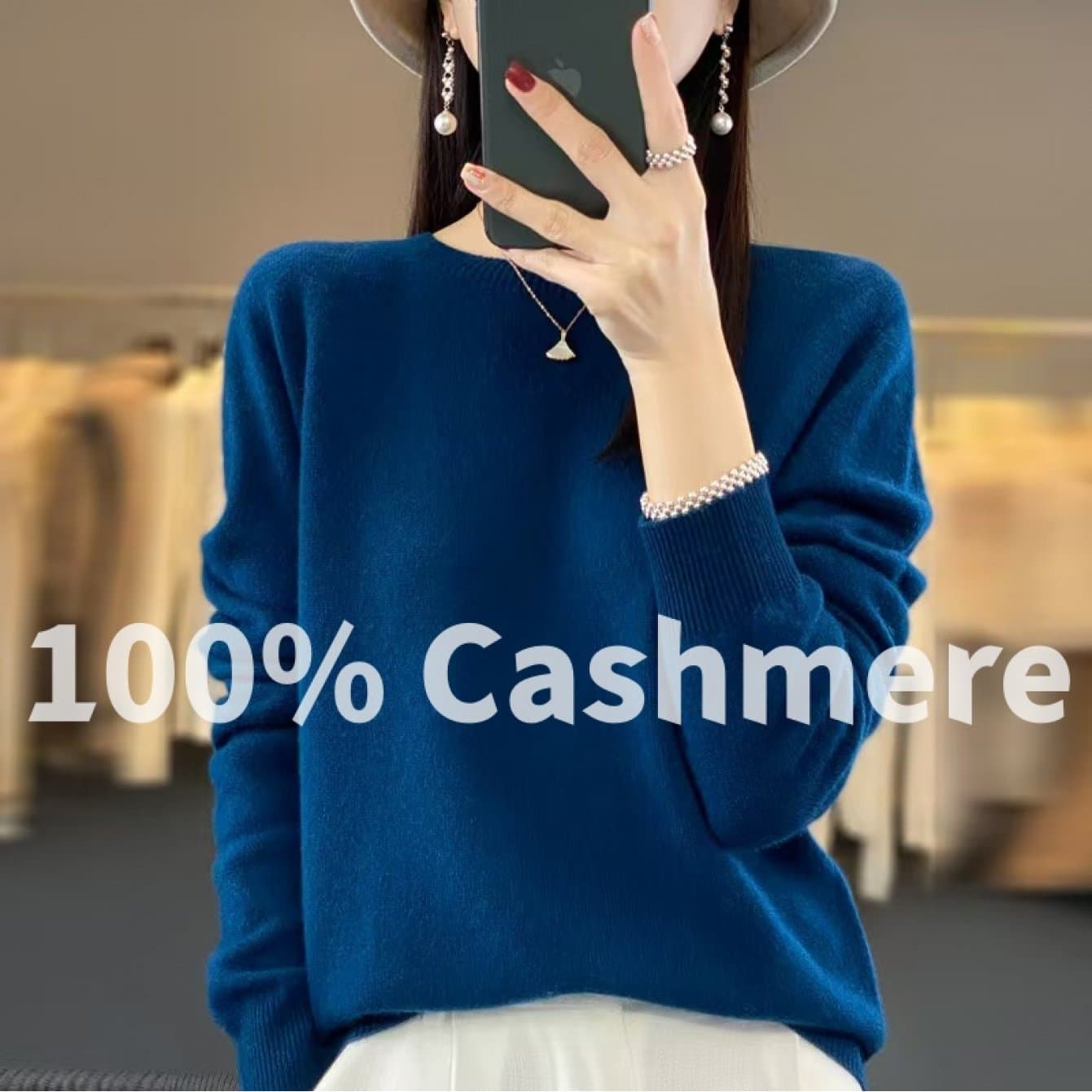 TEMU Cashmere Women's Sweater - Soft, Fluffy, Warm Crew-neck Long-sleeve Coat-style Pullover (sleek, Luxurious, Comfortable Sweater Jacket)