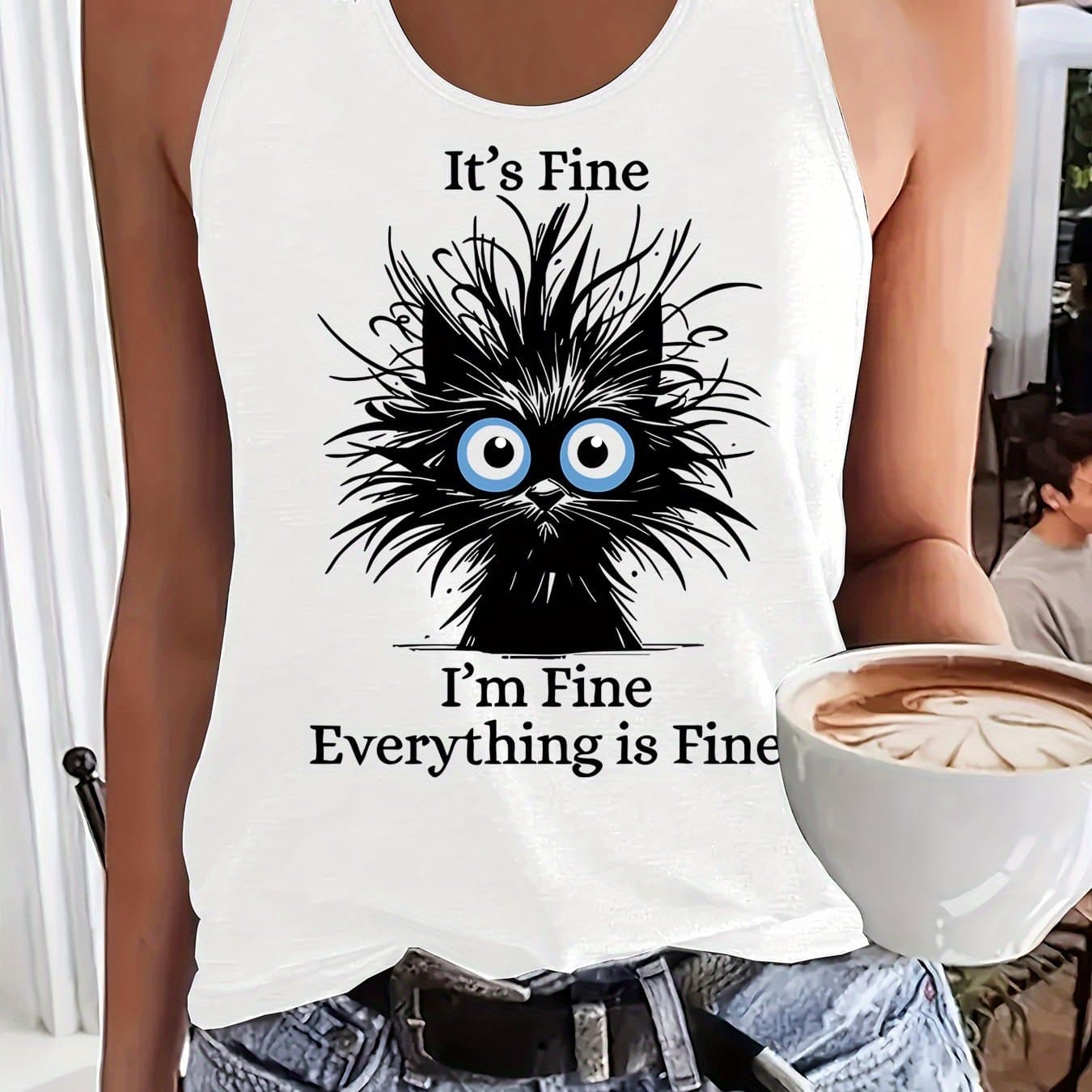 TEMU Graphic Print Tank Top, Sleeveless Casual Top For Summer & Spring, Women's Clothing thumbnail 4