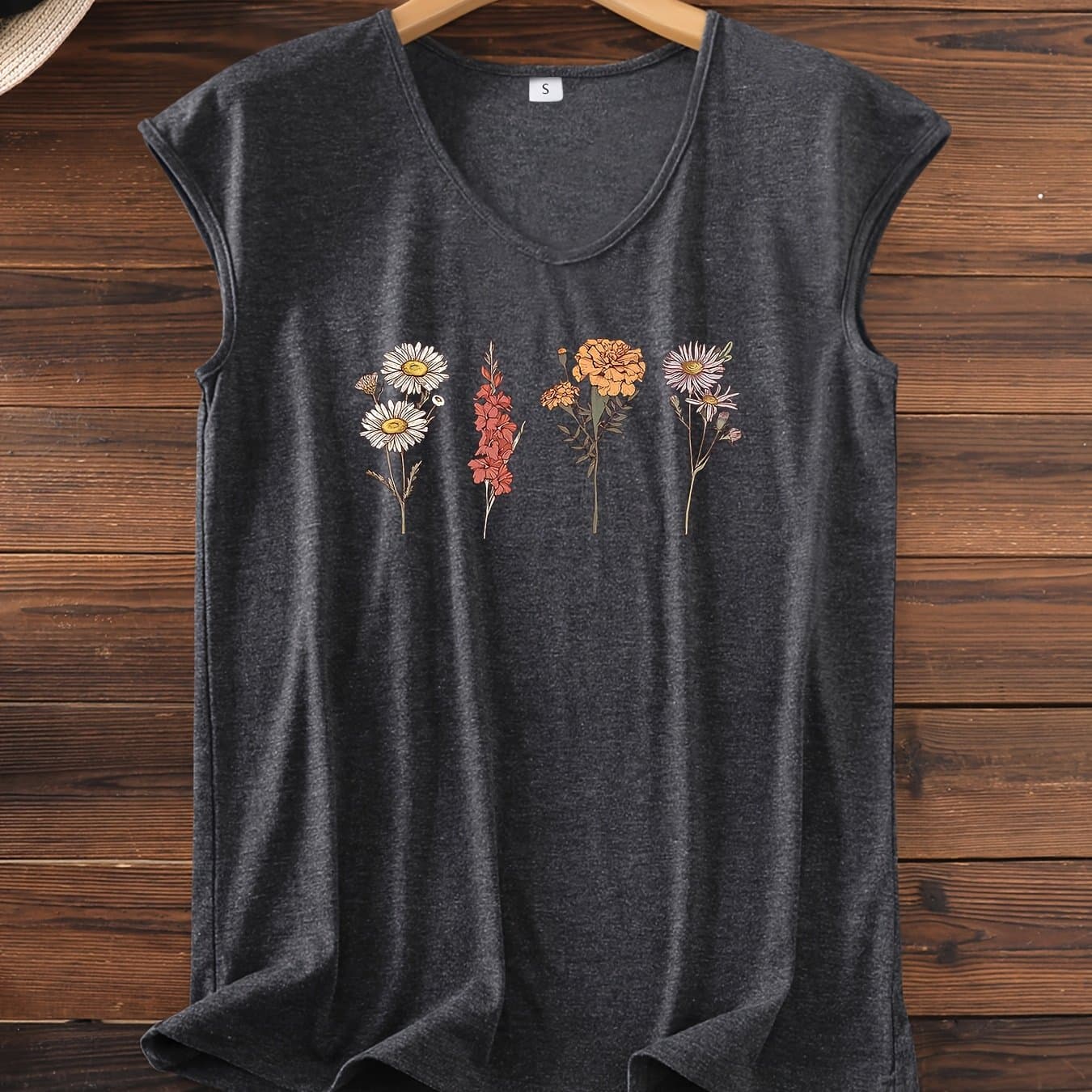 TEMU Plus Size Letter Print T-shirt, Short Sleeve V-neck Casual Top For Summer And Spring, Women's Plus Size Clothing thumbnail 2