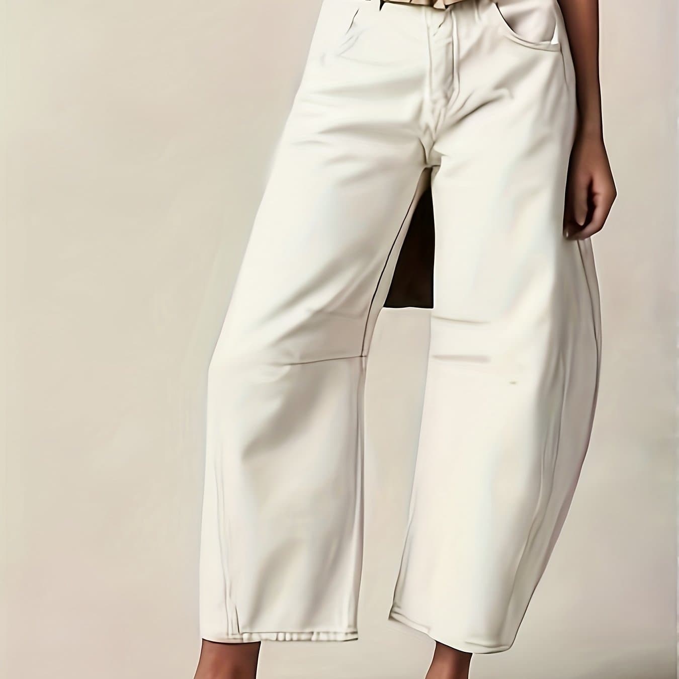 TEMU Vintage Pants For Women Featuring Wide-leg Details, Mid-rise Straight-leg Cropped Design, Button Closure, And An Interior Zipper. Ideal For Casual And Formal Occasions Throughout The Year