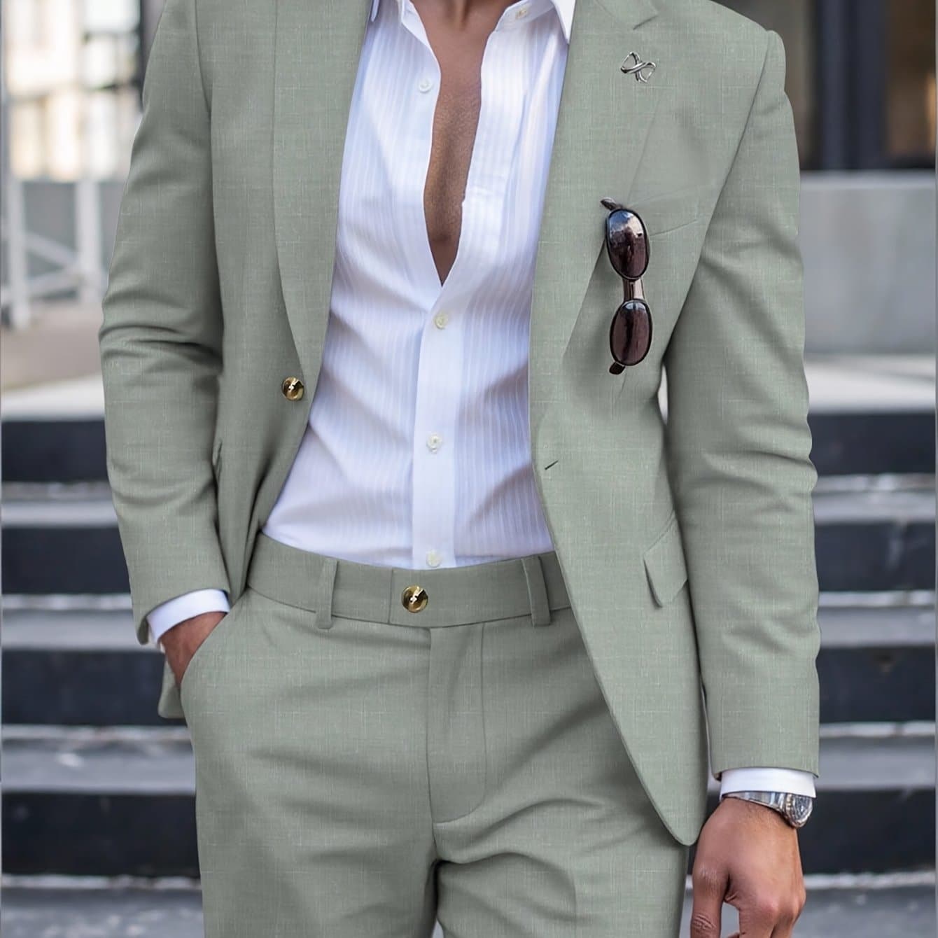 TEMU Men's 2pcs Suit, Elegant Navy Blazer And Pants, Casual Business Wedding Guest Prom Suit, Autumn Fashion Lapel Set For Office Wear, Formal, Ceremony
