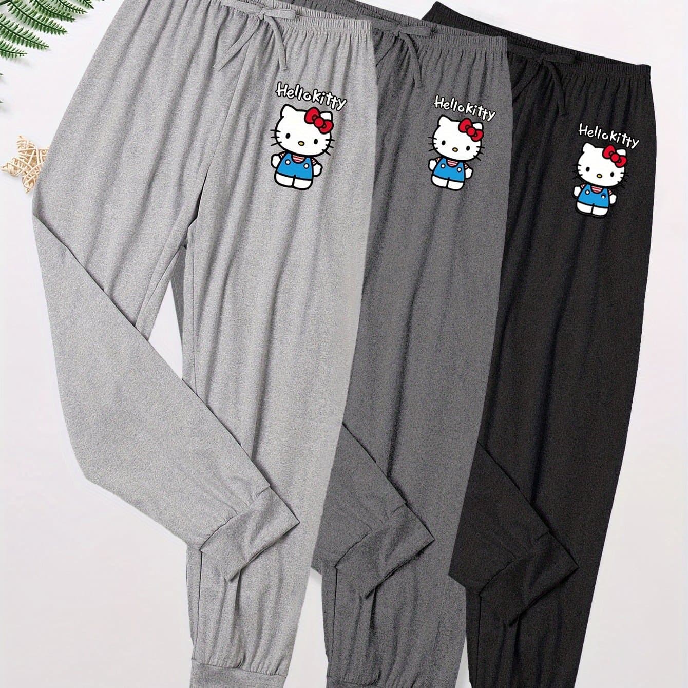 TEMU 3pcs Hello Kitty Women's Printed Pajama Pants, Comfortable And Loose