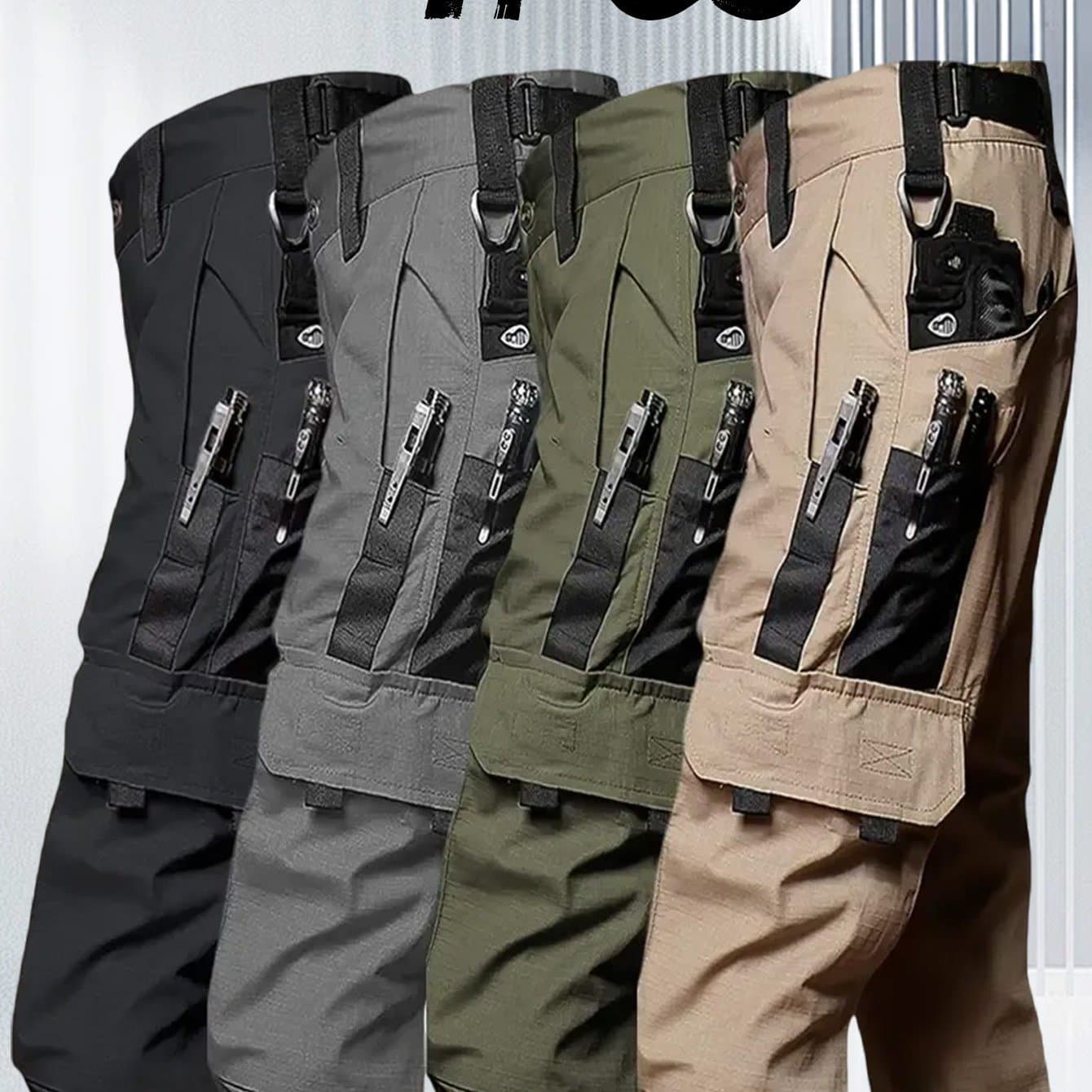 TEMU 4pcs Tactical Pants For Men Stretch, Work Pants For Men, Lightweight Hiking Cargo Pants, Outdoor Apparel, Suitable For Outdoor Sports, Training, Camping And Construction , Gift For Summer-sovtemp