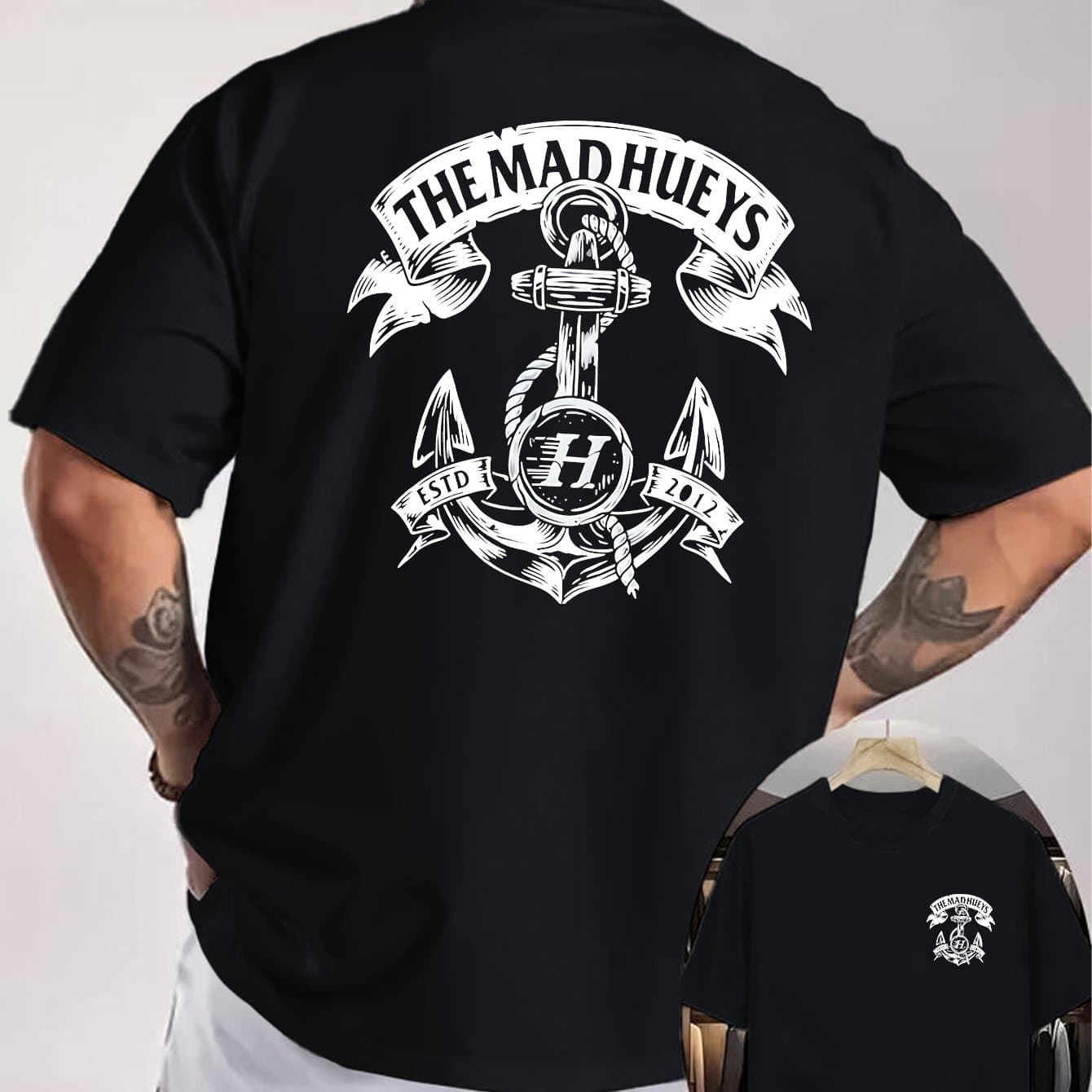 TEMU The Madhueys Anchor Double-sided Print Men's T-shirt, Elements, Top For Nautical Enthusiasts