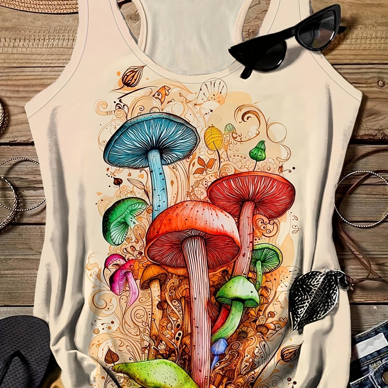 TEMU Shucxinqian Casual Sleeveless Round Neck Printed Vest