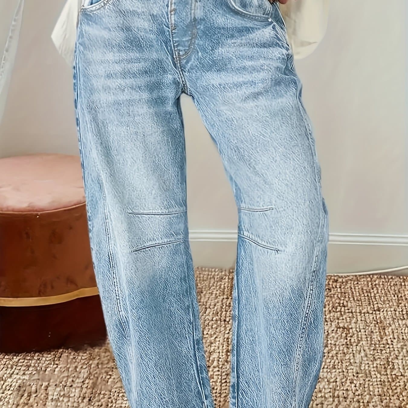 TEMU 2025 New Retro Loose Trousers Wide-leg Trousers Mid-waist Straight Women'-