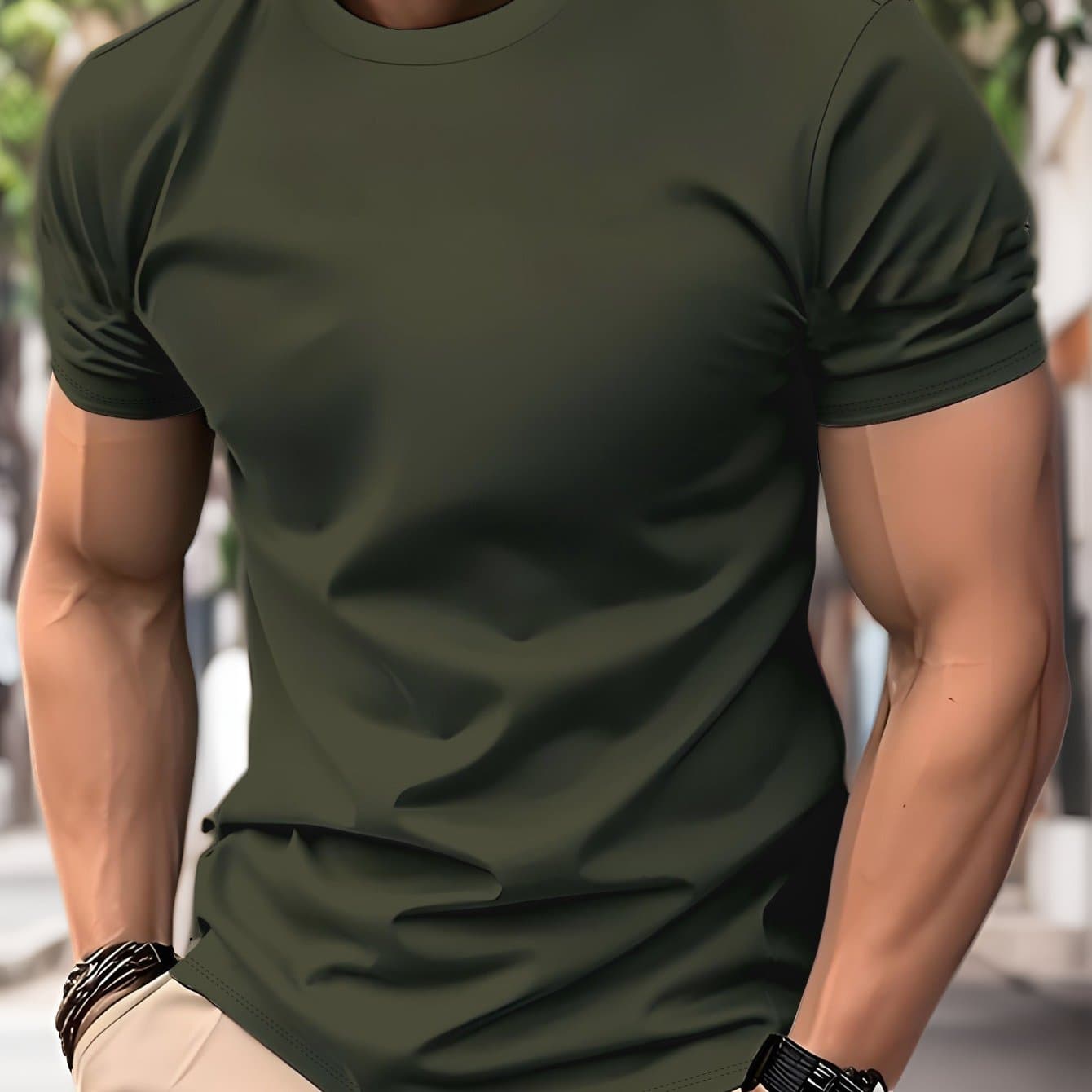 TEMU [print Design - Not Textured] Men's Trendy Outdoor Sports Breathable Short Sleeve T-shirt - Fashionable Quick-