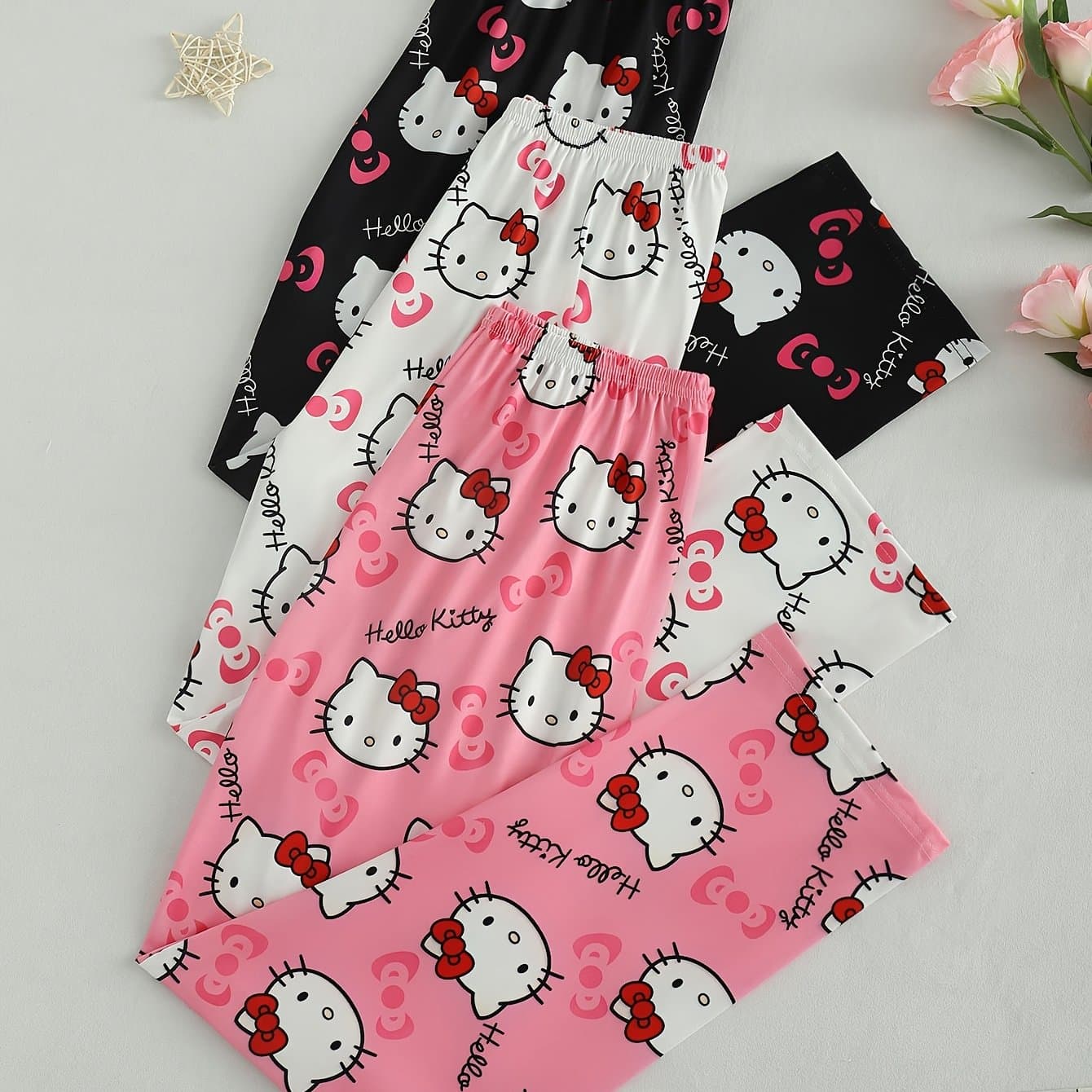 TEMU Women's Pajamas Casual Sweet Cartoon Sleepwear Set Of 3