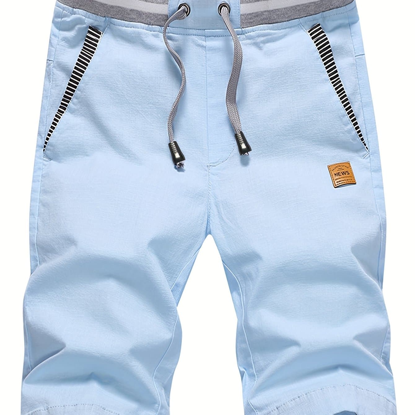 TEMU Men's 2-in-1 Look Spliced Casual Shorts With Drawstring Waist, Label Patch, Summer Short Straight-leg Beach Casual Sport Daily Knee-length Pants