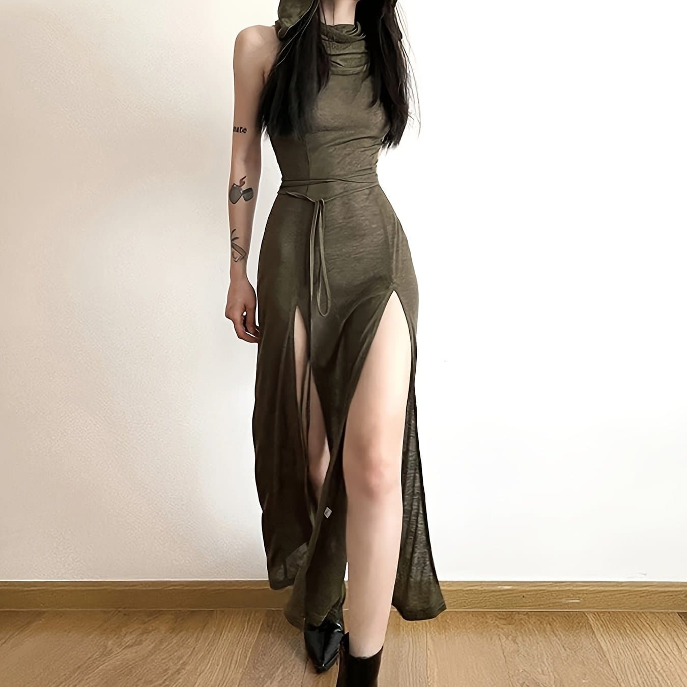 TEMU European And Style Hooded Sleeveless Dress