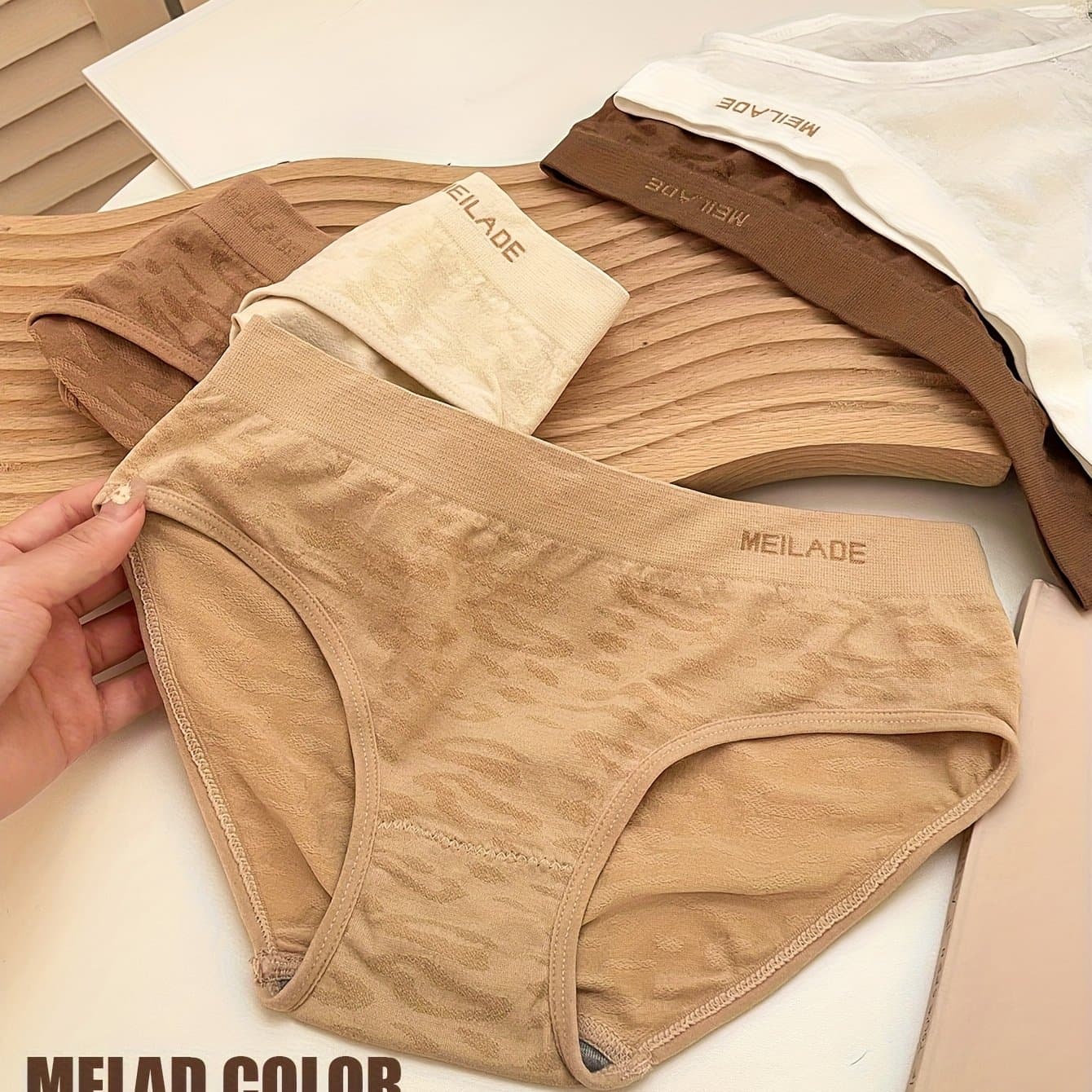 TEMU 5pcs Of Leopard Print Seamless Panties Color Women's Briefs Lifting High Panty Comfortable & Breathable Woman Lingerie Ladies
