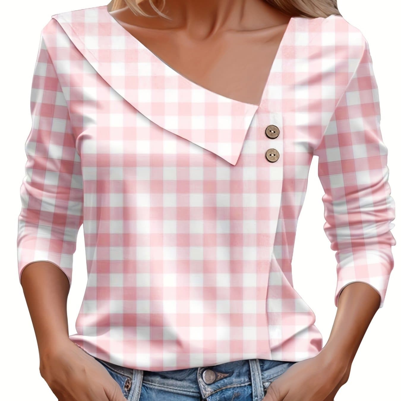 TEMU Autumn Trendy Women's Long-sleeve Printed Elegant Commuter T-shirt Top