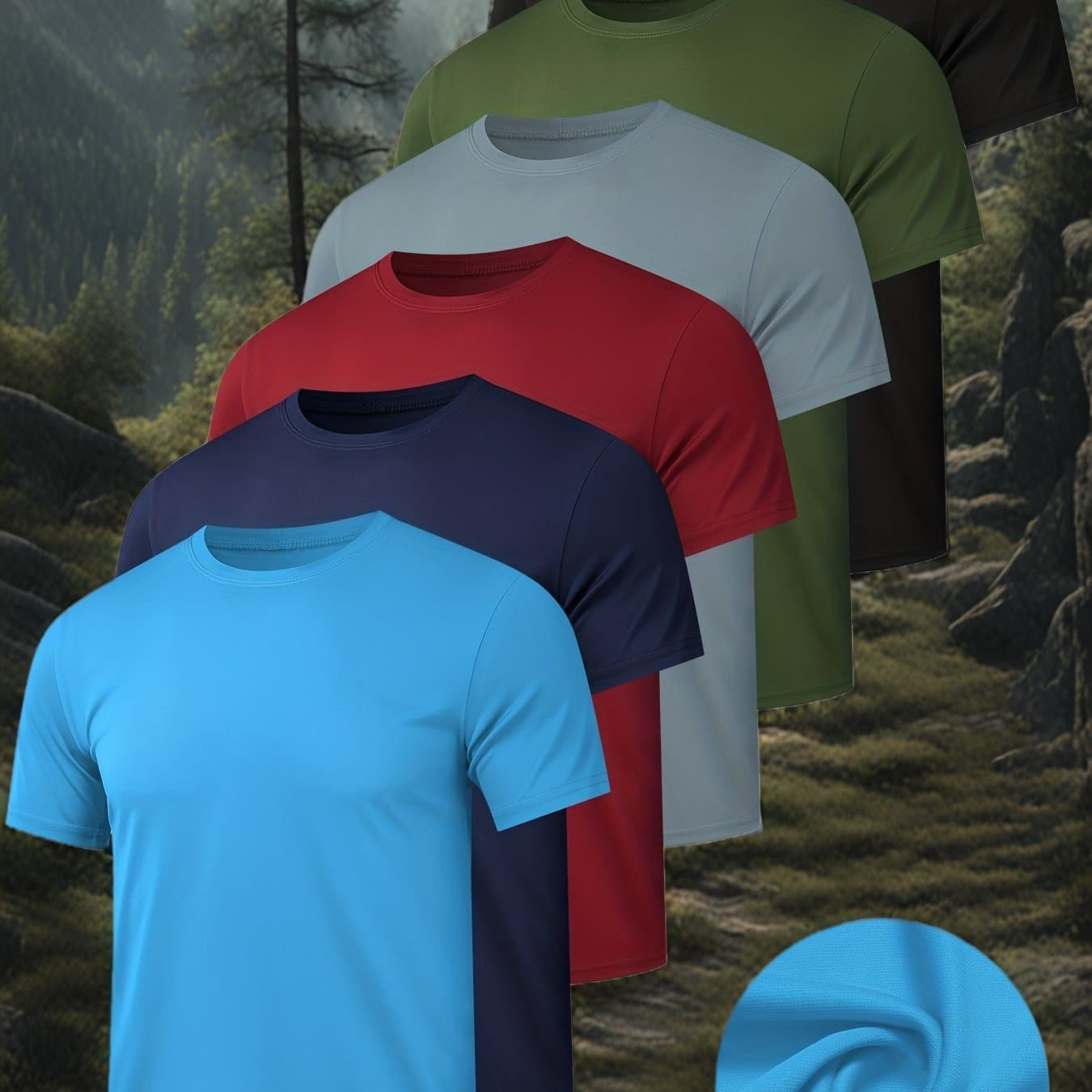 TEMU Set Of 6 Men's Quick-dry Athletic T-shirts, Short-sleeved For Running And Fitness