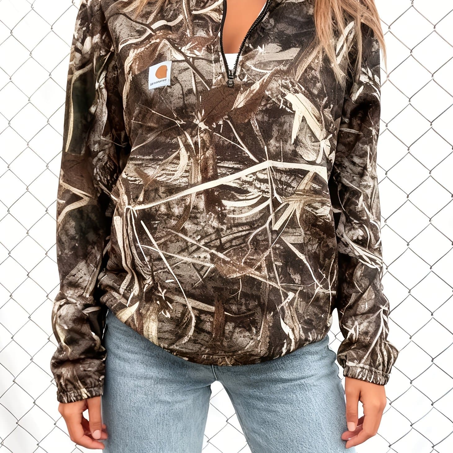 TEMU Women's Clothing - Camouflage, Half-neck Zipper Pullover Hoodie, Casual And Fashionable Lightweight Pullover Sports Shirt, Suitable For Daily
