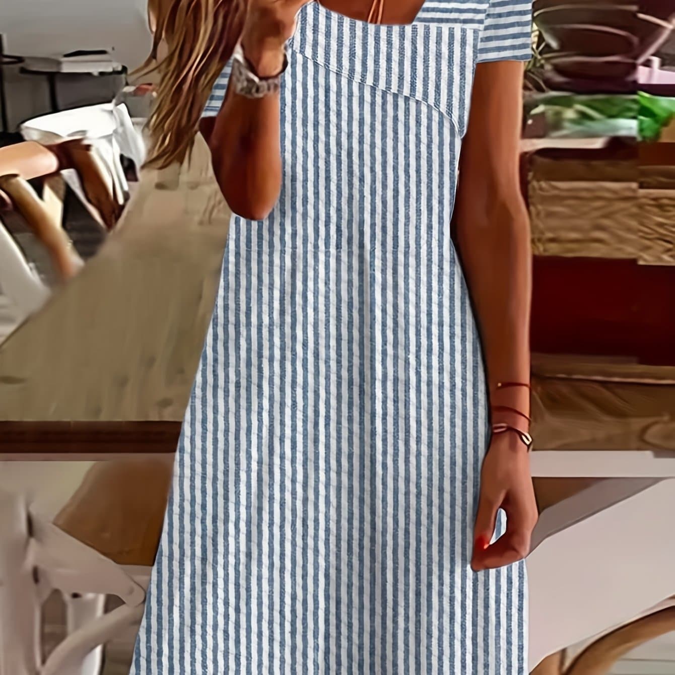 TEMU Women's Casual Print Short Sleeve Dress