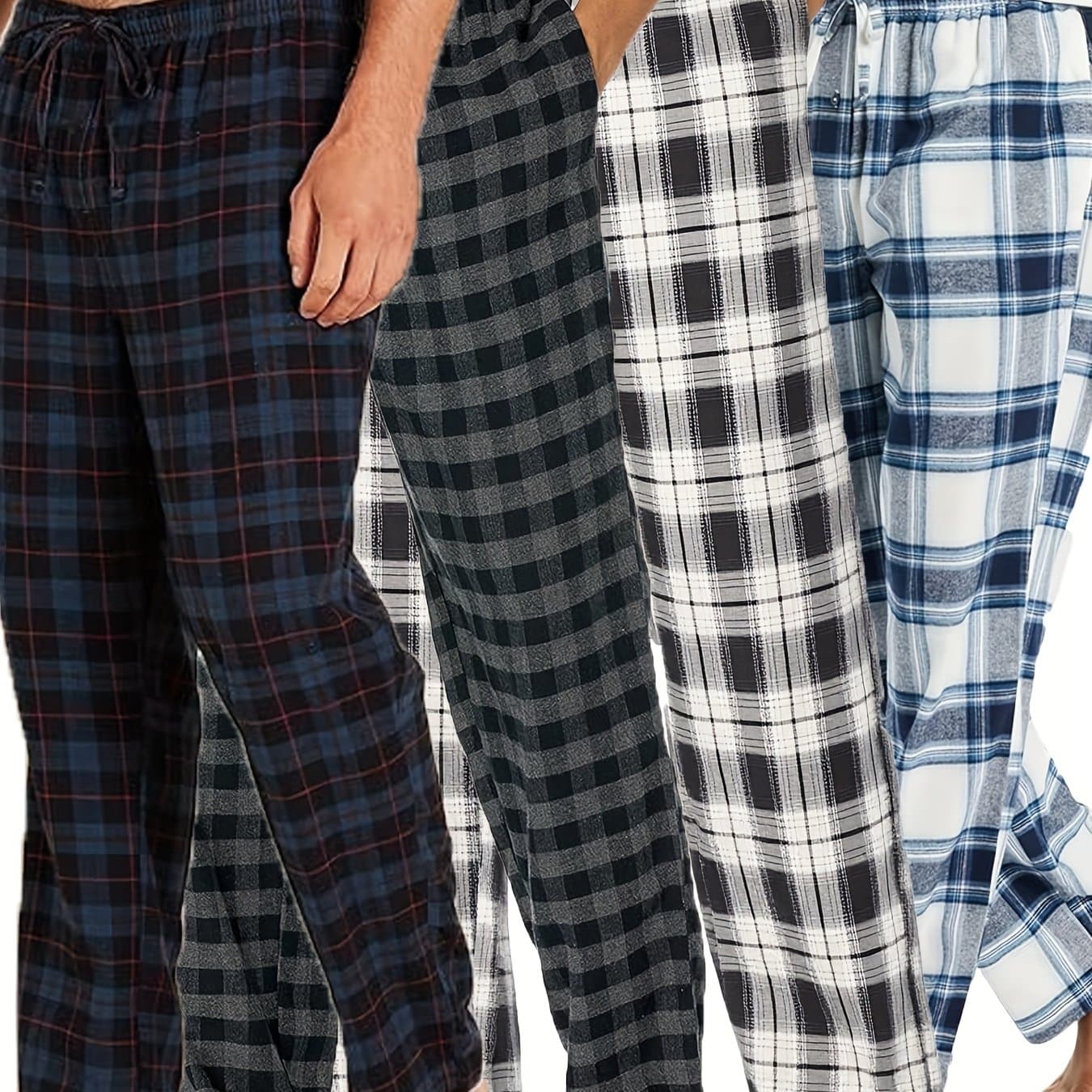 TEMU 4 Men' Pants, Soft 's Four-season Pajama Trousers With A Pattern, Comfortable Spring And Summer With Elastic Waist, Pocket, With Belt, Loose And Suitable For Wearing Outside, Trousers