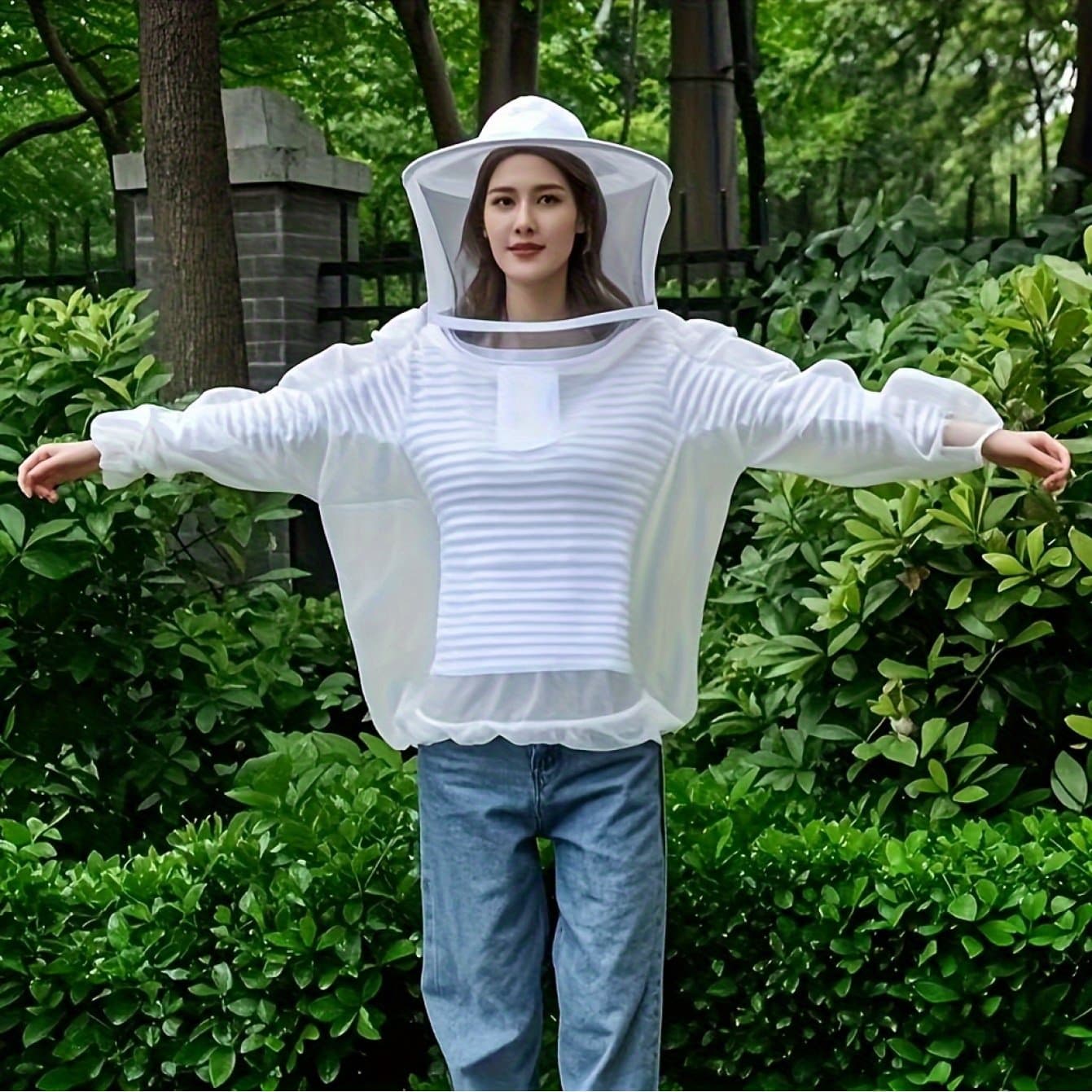 TEMU 1 Lightweight White Net- Unisex, Breathable Polyester, Full Body With Hood, Suitable Outdoor Camping, Fishing, Running, And Hiking/sports